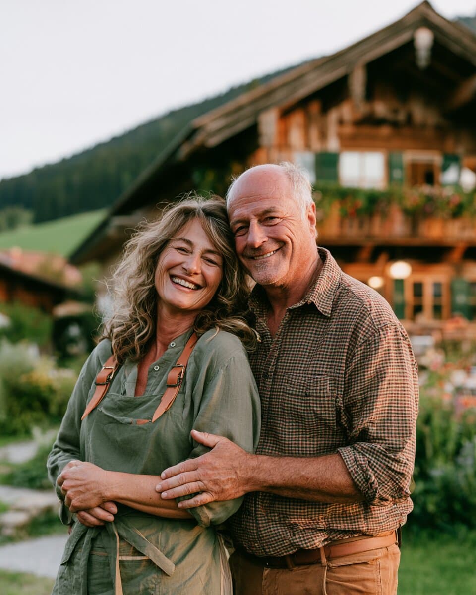Eva und Martin Sonnleitner vor dem Gasthof zur grünen Weide